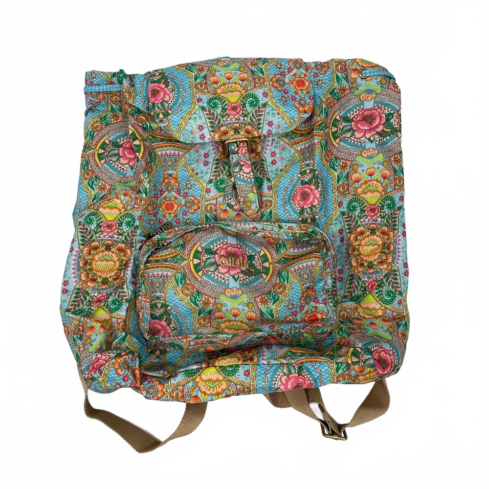 Oilily Orange Blue Backpack Floral Pattern